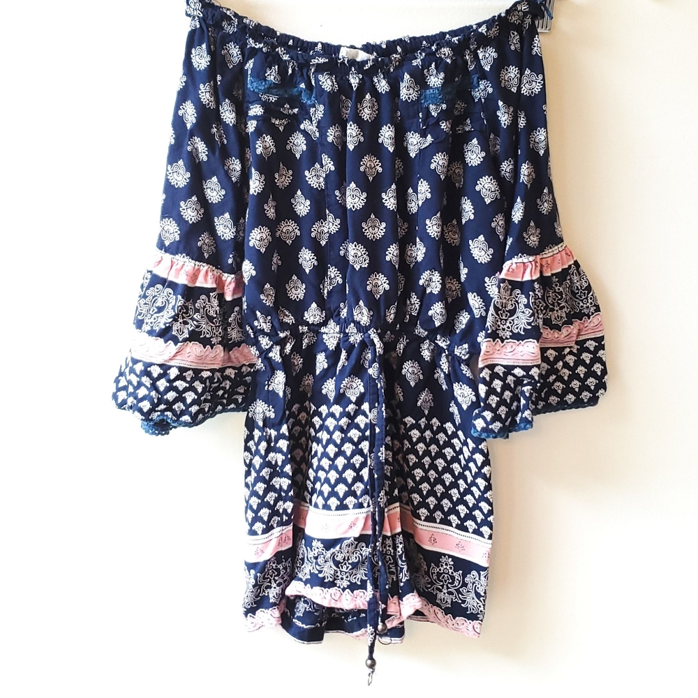 Bell Sleeve Boho Romper SZ Small